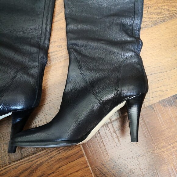 Franklin Elman Italy Soft Leather Knee High Boots Black Size US 9 EU 40 - Picture 2 of 12